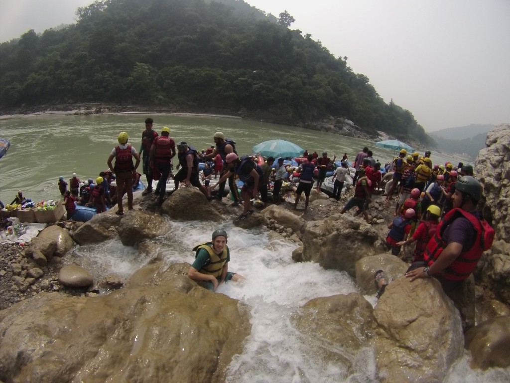 Me dipping in a natural pool during our rafting trip