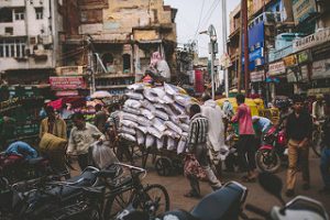 crowded streets in Old Delhi